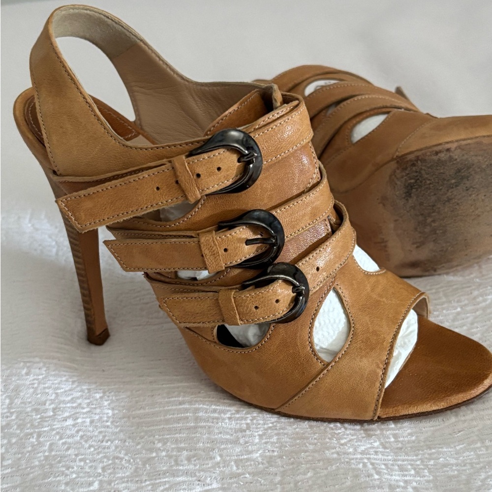 Manolo Blahnik Tan Strappy Heels